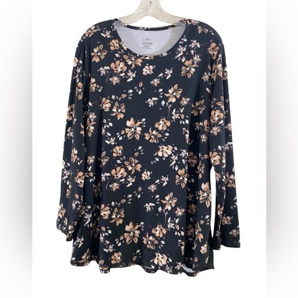 J Jill Fit Performance Long Sleeve Tee Floral Stretch Womens Size XL - Picture 3 of 9